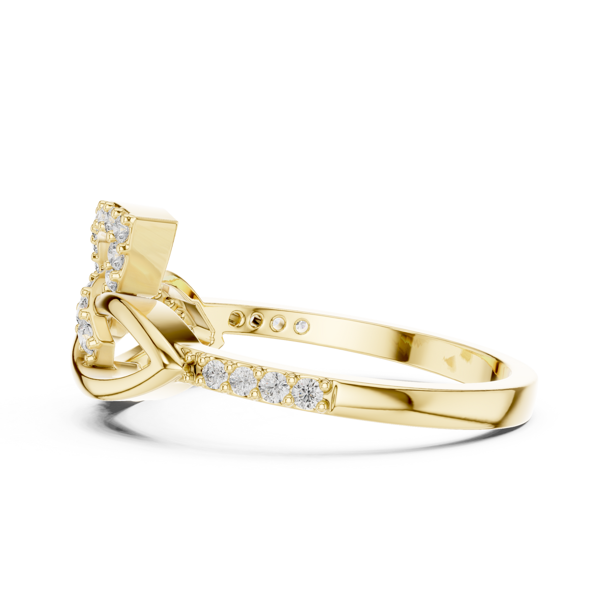Asymmetrical Interlocking Teardrop Pave Lab Grown Diamond Ring