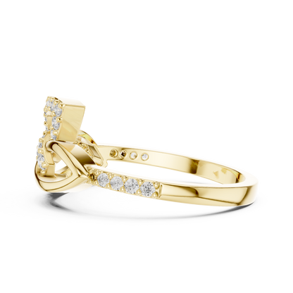 Asymmetrical Interlocking Teardrop Pave Lab Grown Diamond Ring