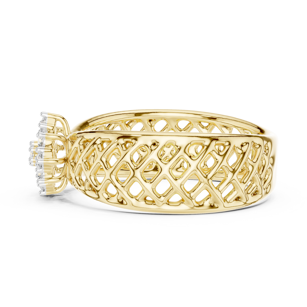 Lattice Band Cluster Center Lab Grown Diamond Ring