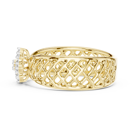 Lattice Band Cluster Center Lab Grown Diamond Ring