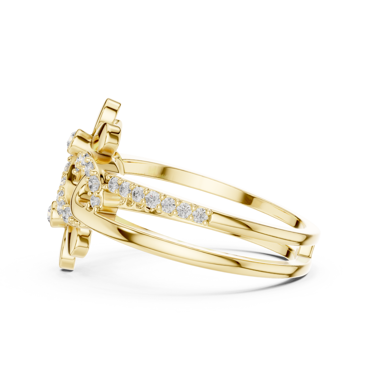 Dual Floral Infinity Pave Lab Grown Diamond Ring