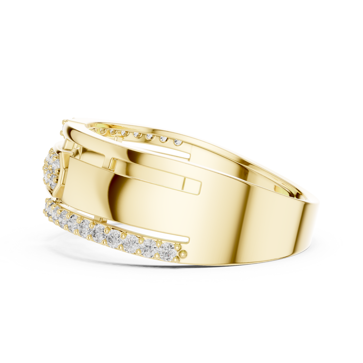 Gold Geometric Belt Buckle Diamond Band with Open Cutouts