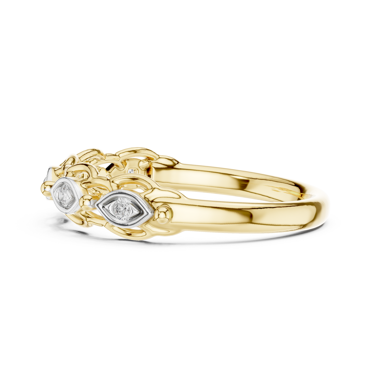 Marquise Frame Round Contour Lab Grown Diamond Ring