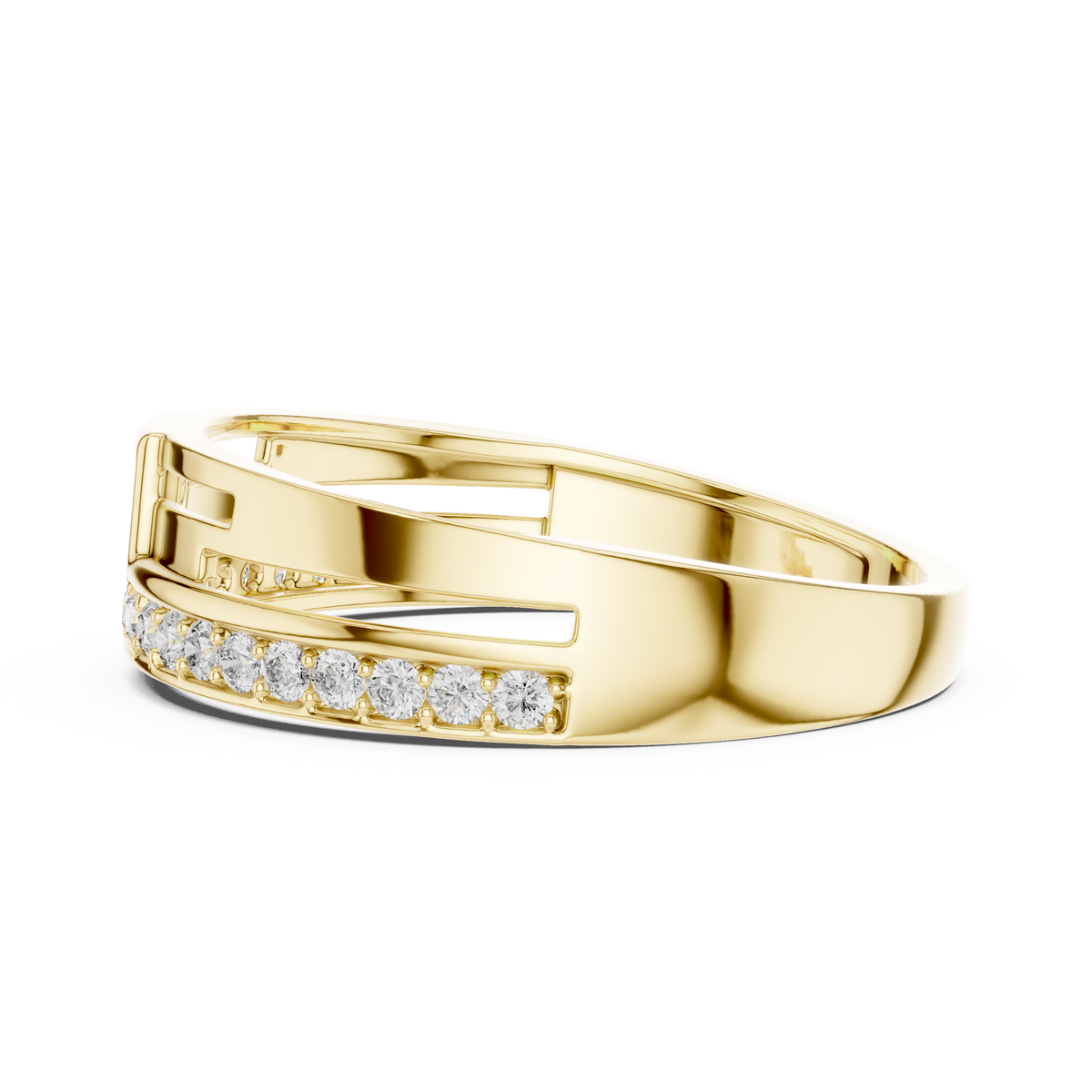 The Imperial Geometric Square Center Pave Channel Lab Grown Diamond Ring