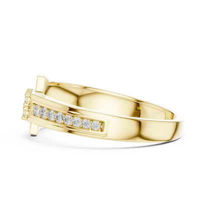 Keyhole G-Motif Center Pave Lab Grown Diamond Ring