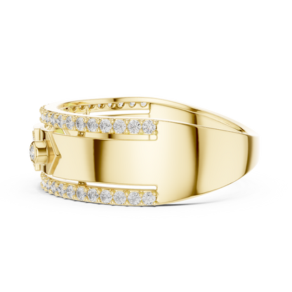 Hexagonal Bezel Square Pave Lab Grown Diamond Ring
