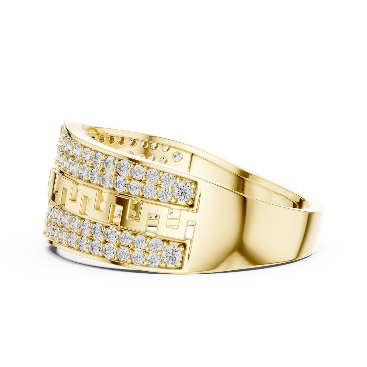 The Imperial Greek Key Center Openwork Double Row Pave Lab Grown Diamond Ring