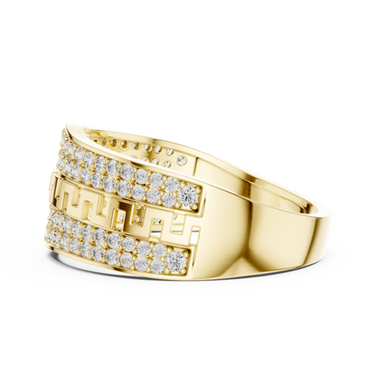 The Imperial Greek Key Center Openwork Double Row Pave Lab Grown Diamond Ring