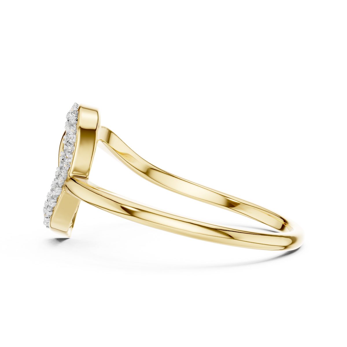 Swirl Teardrop Contour Pave Set Lab Grown Diamond Ring