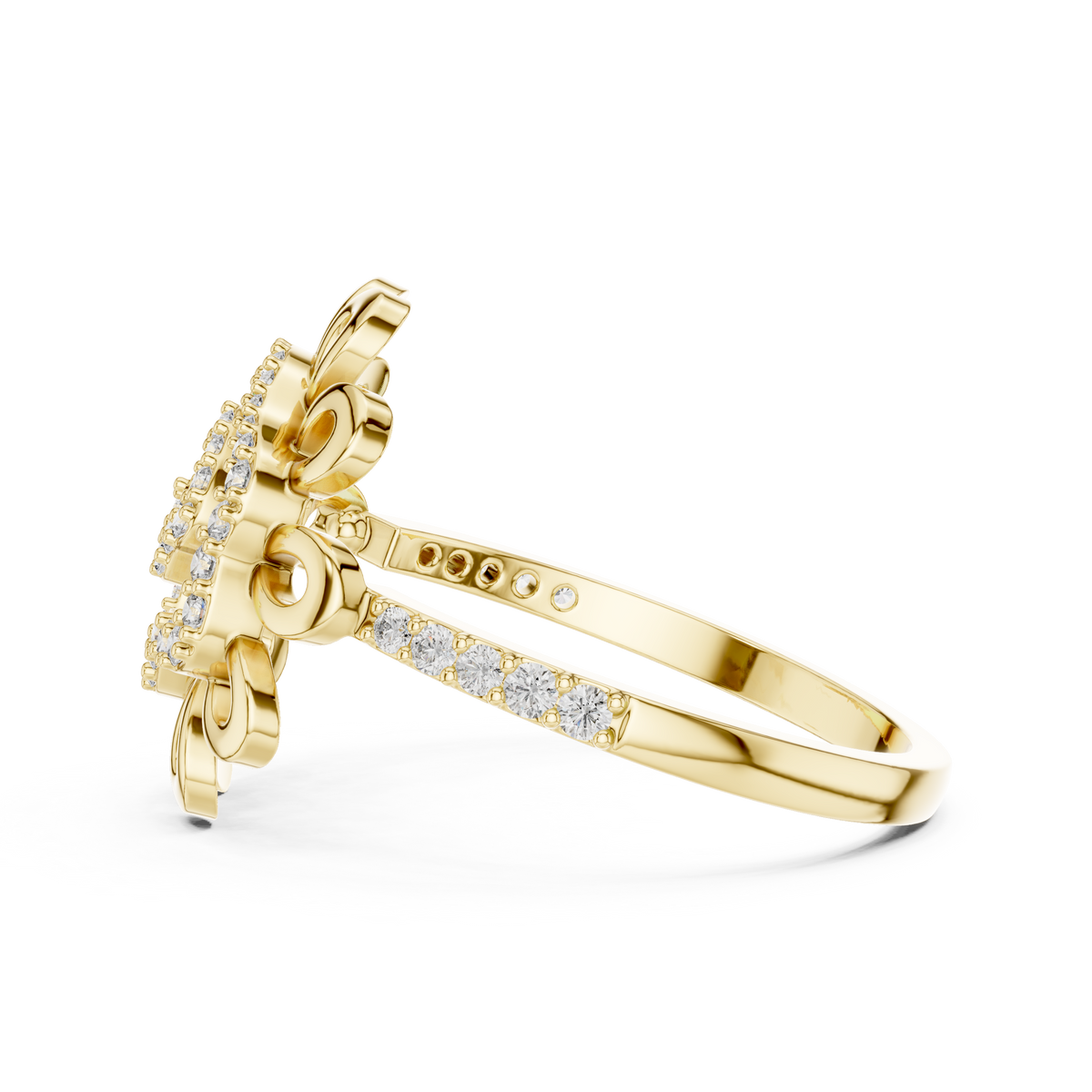 Radiating Floral Pave Lab Grown Diamond Statement Ring