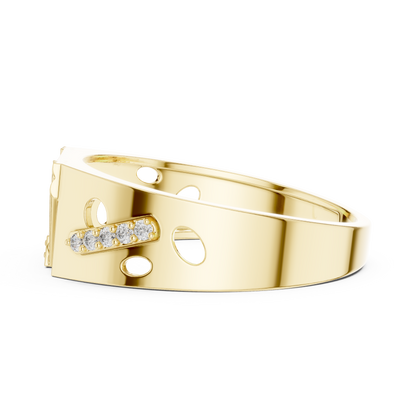Inverted Trapezoid Pave Sunburst Fan Openwork Lab Grown Diamond Ring