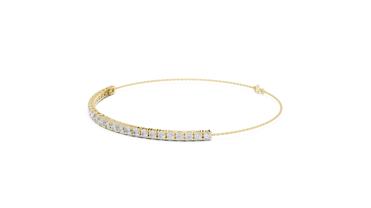 Diamond Bar Chain Bracelet with Round Cut Lab Grown Diamonds