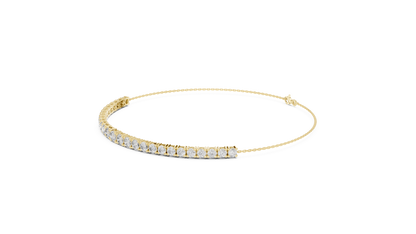 Diamond Bar Chain Bracelet with Round Cut Lab Grown Diamonds