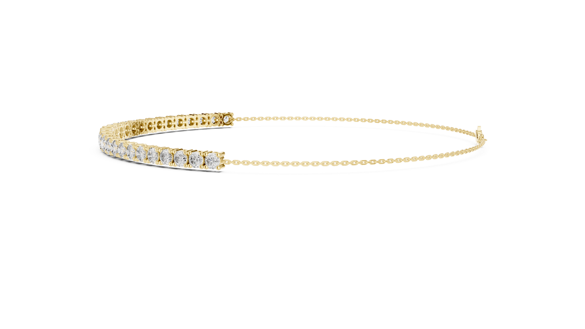 Diamond Bar Chain Bracelet with Round Cut Lab Grown Diamonds