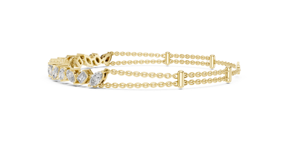 Multi-Shape Fancy Cut Lab Grown Diamond Statement Bracelet with Double Chain