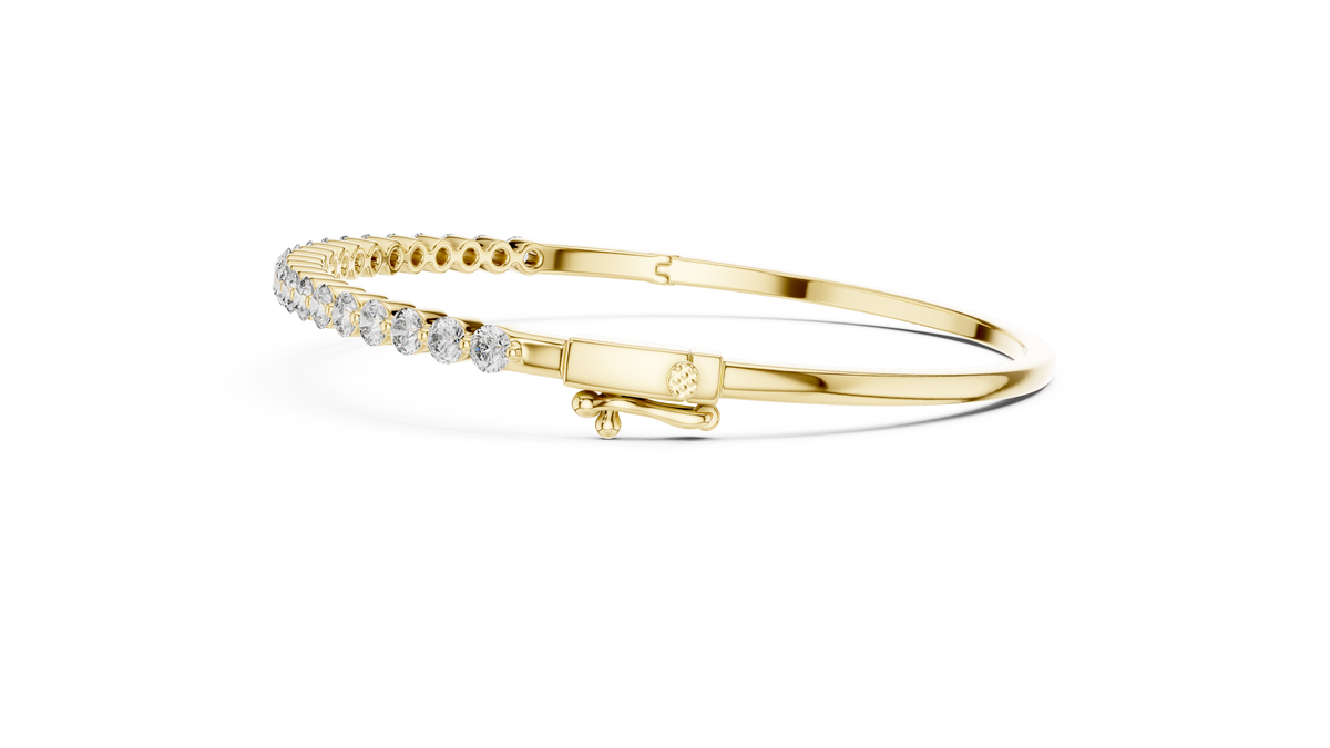 Half Diamond Bangle Bracelet with Round Cut Lab Grown Diamonds