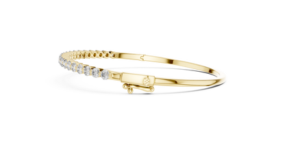 Half Diamond Bangle Bracelet with Round Cut Lab Grown Diamonds