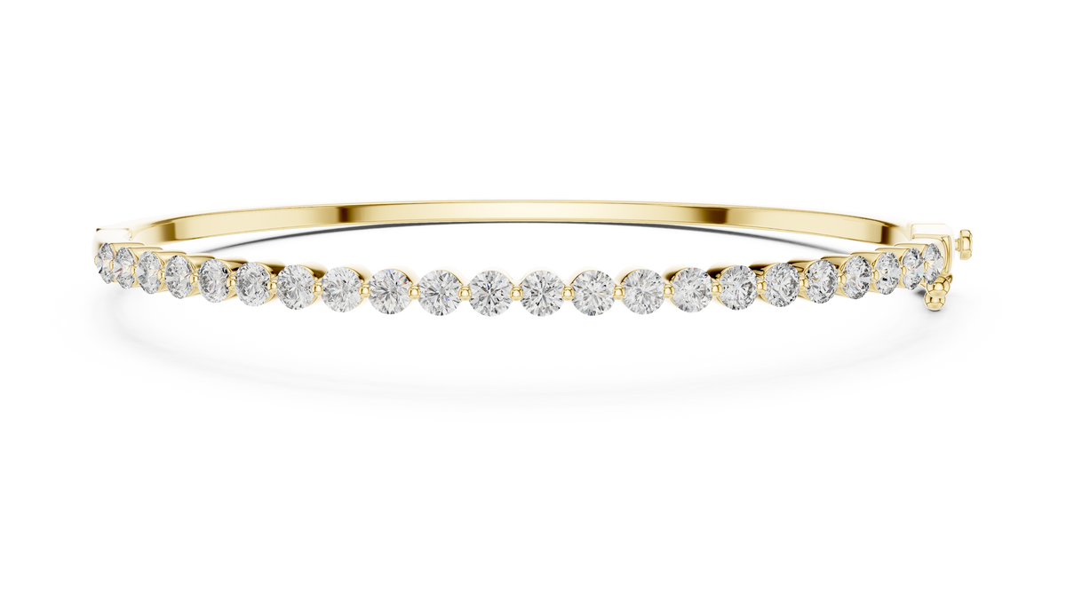 Half Diamond Bangle Bracelet with Round Cut Lab Grown Diamonds