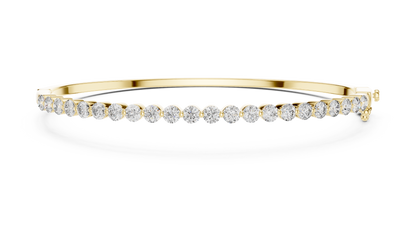 Half Diamond Bangle Bracelet with Round Cut Lab Grown Diamonds