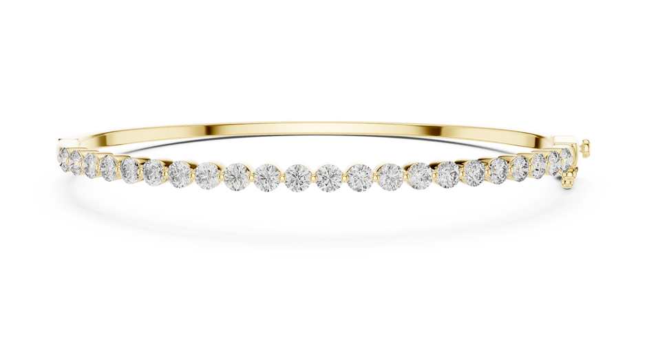 Half Diamond Bangle Bracelet with Round Cut Lab Grown Diamonds