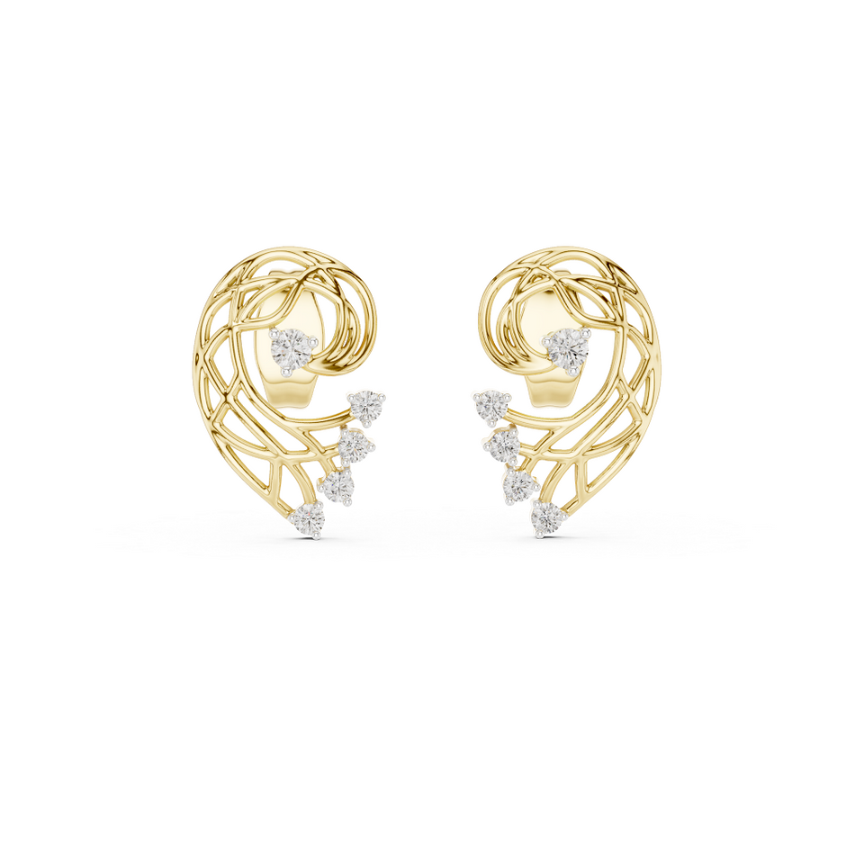 Round Cluster Filigree Swirl Lab Grown Diamond Earring