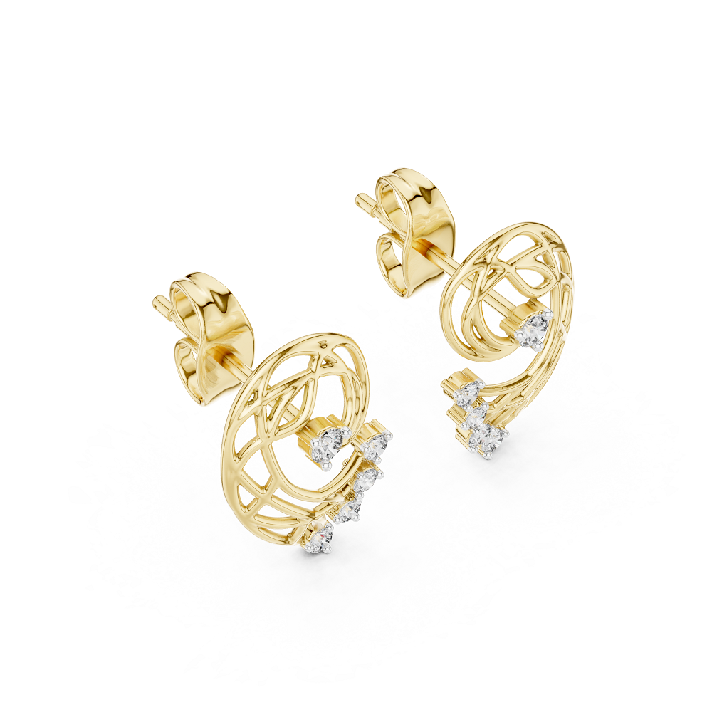 Round Cluster Filigree Swirl Lab Grown Diamond Earring