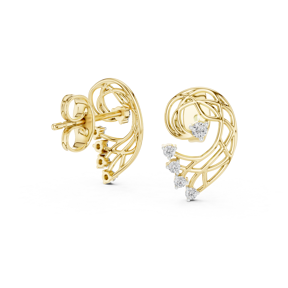 Round Cluster Filigree Swirl Lab Grown Diamond Earring