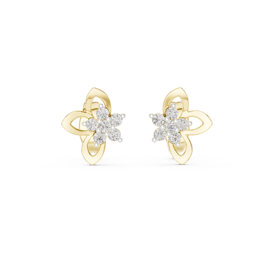 Round Cluster Floral Petal Lab Grown Diamond Earring
