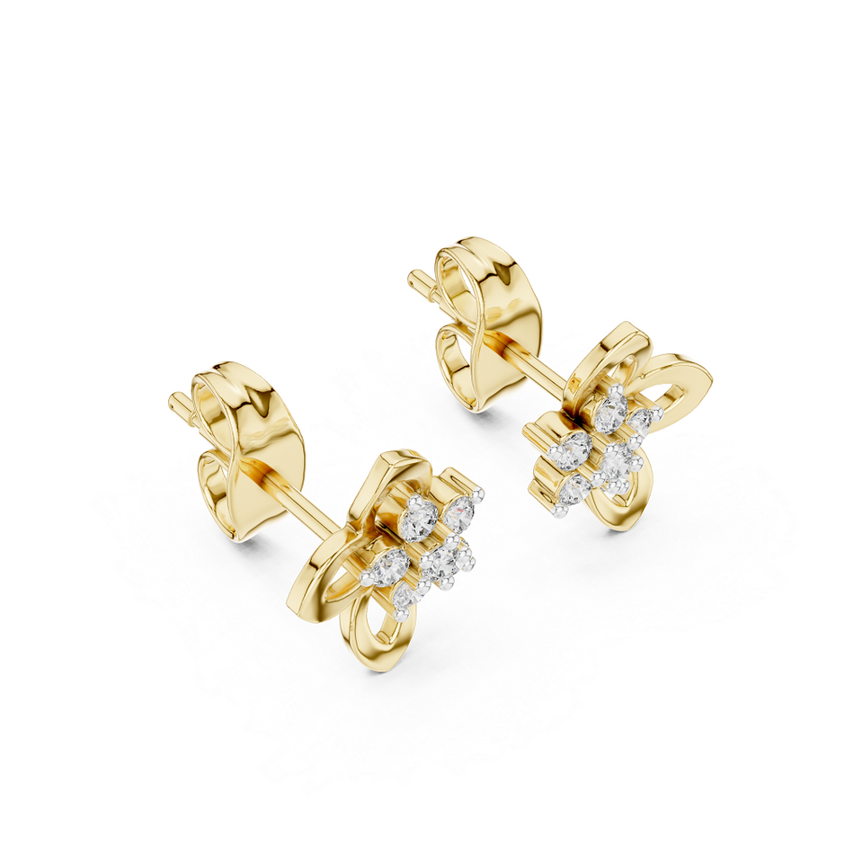 Round Cluster Floral Petal Lab Grown Diamond Earring
