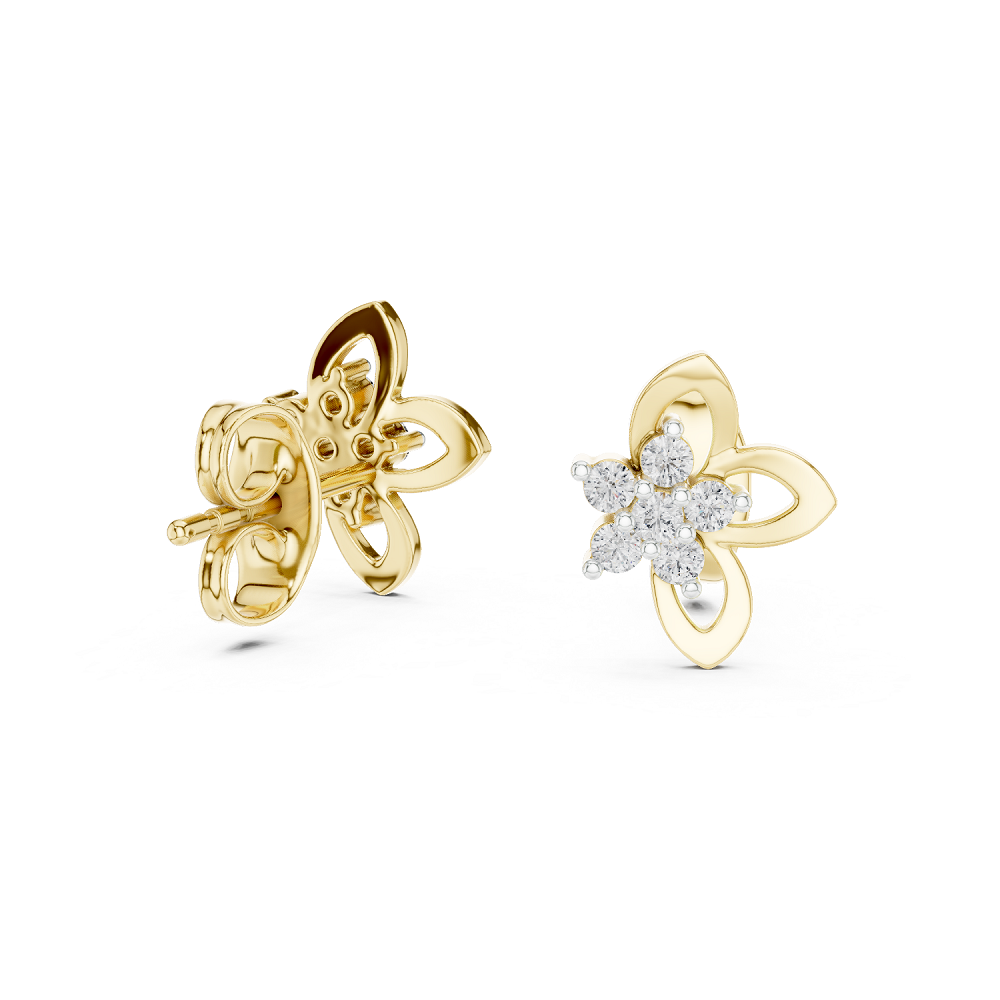 Round Cluster Floral Petal Lab Grown Diamond Earring