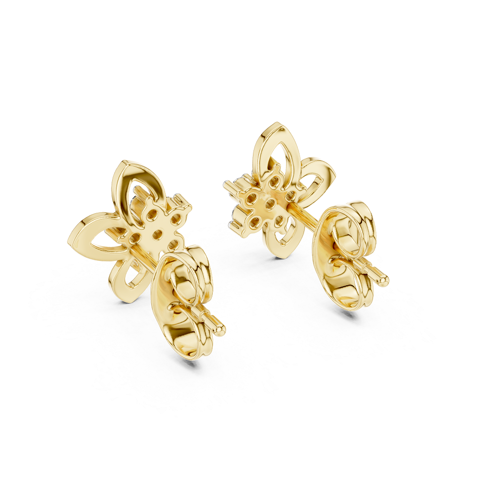 Round Cluster Floral Petal Lab Grown Diamond Earring