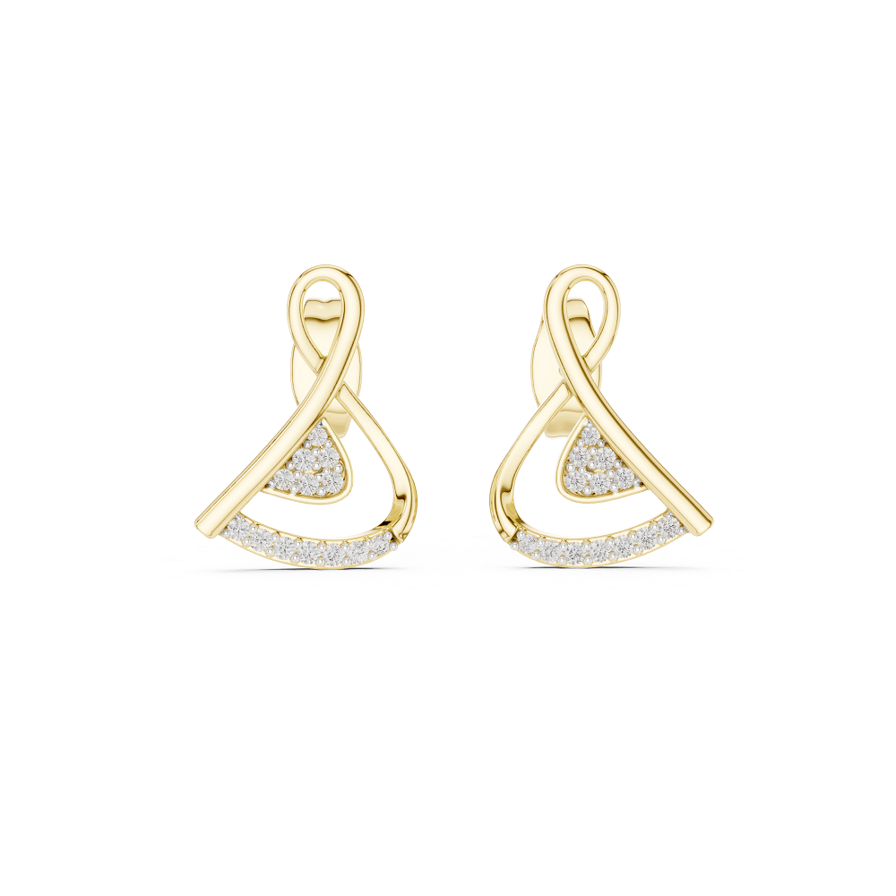 Round Pave Abstract Ribbon Lab Grown Diamond Earring