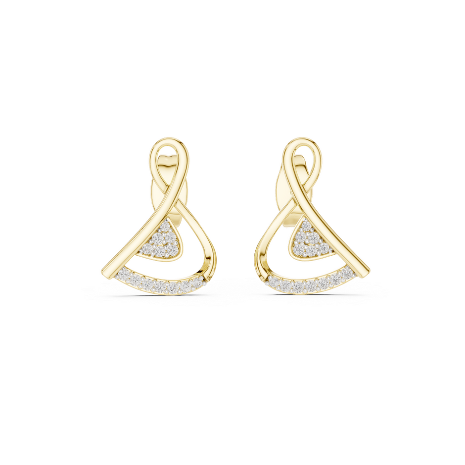Round Pave Abstract Ribbon Lab Grown Diamond Earring
