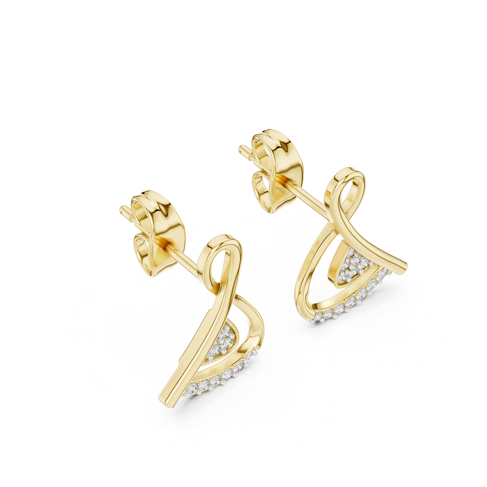 Round Pave Abstract Ribbon Lab Grown Diamond Earring