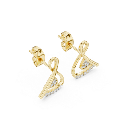Round Pave Abstract Ribbon Lab Grown Diamond Earring