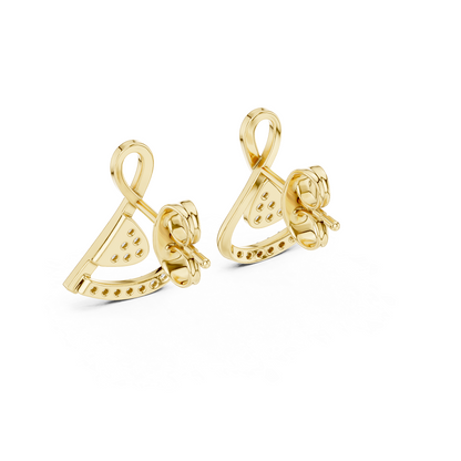 Round Pave Abstract Ribbon Lab Grown Diamond Earring