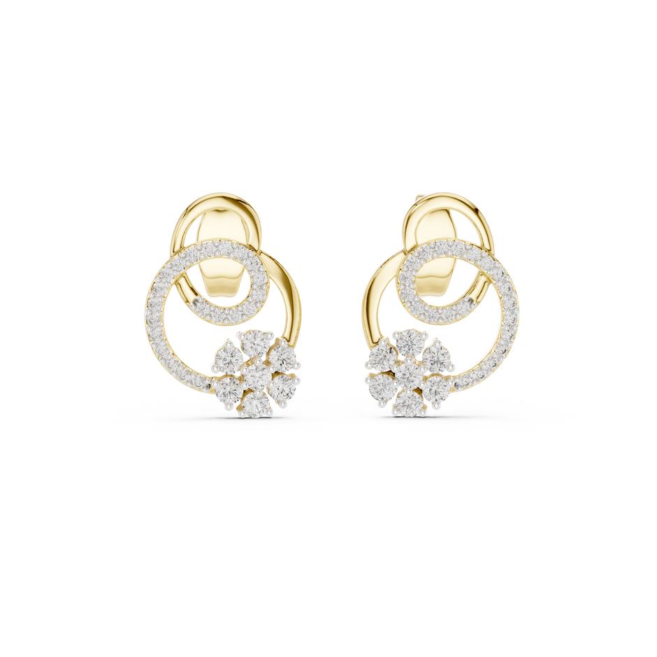 Round Cluster Dual Loop Lab Grown Diamond Earring