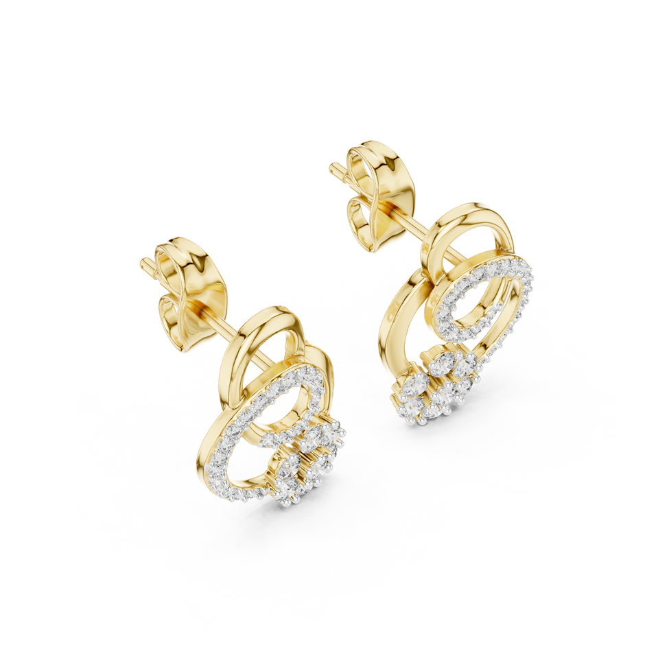 Round Cluster Dual Loop Lab Grown Diamond Earring