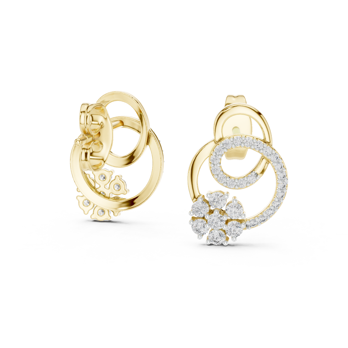 Round Cluster Dual Loop Lab Grown Diamond Earring