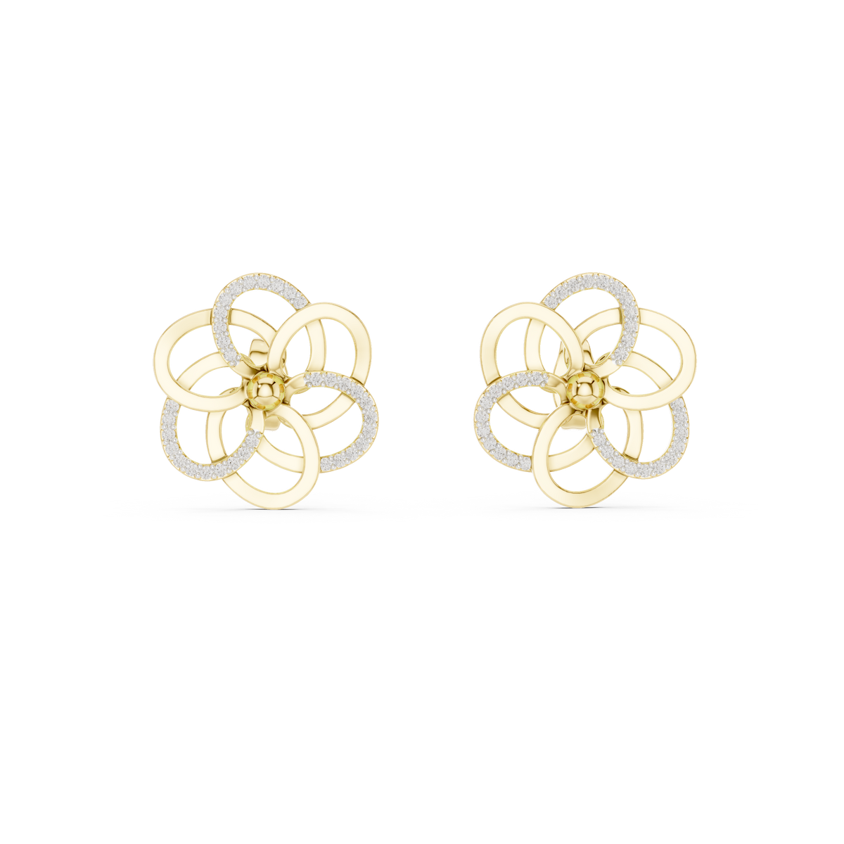 Round Pave Floral Loop Lab Grown Diamond Earring