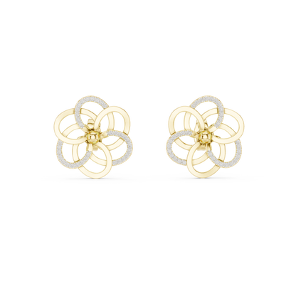 Round Pave Floral Loop Lab Grown Diamond Earring