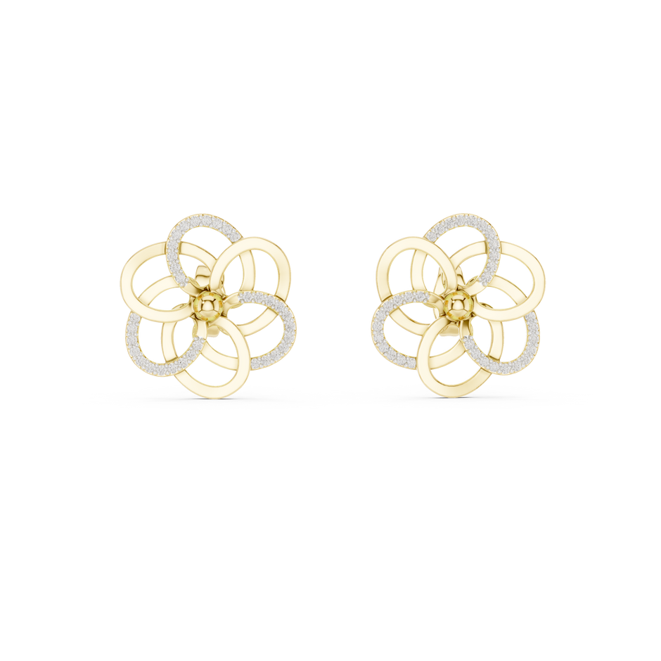 Round Pave Floral Loop Lab Grown Diamond Earring
