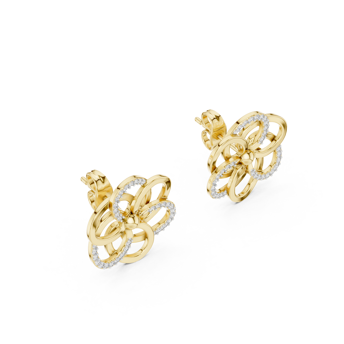 Round Pave Floral Loop Lab Grown Diamond Earring