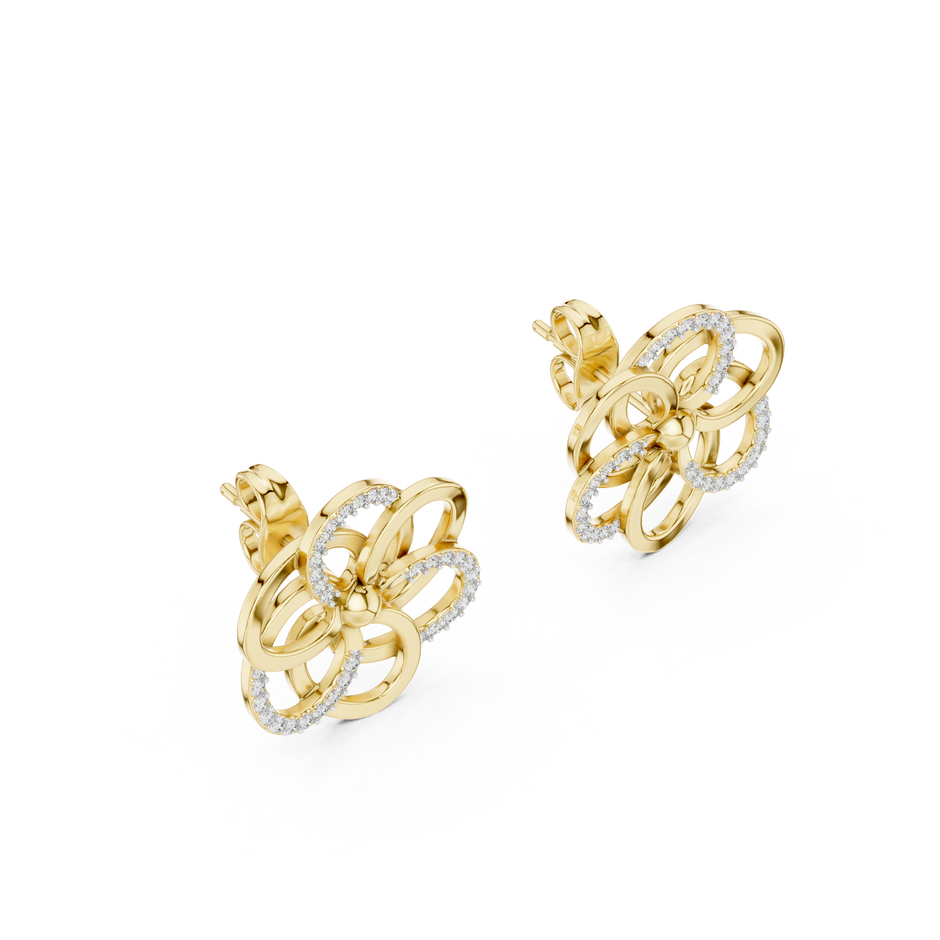 Round Pave Floral Loop Lab Grown Diamond Earring