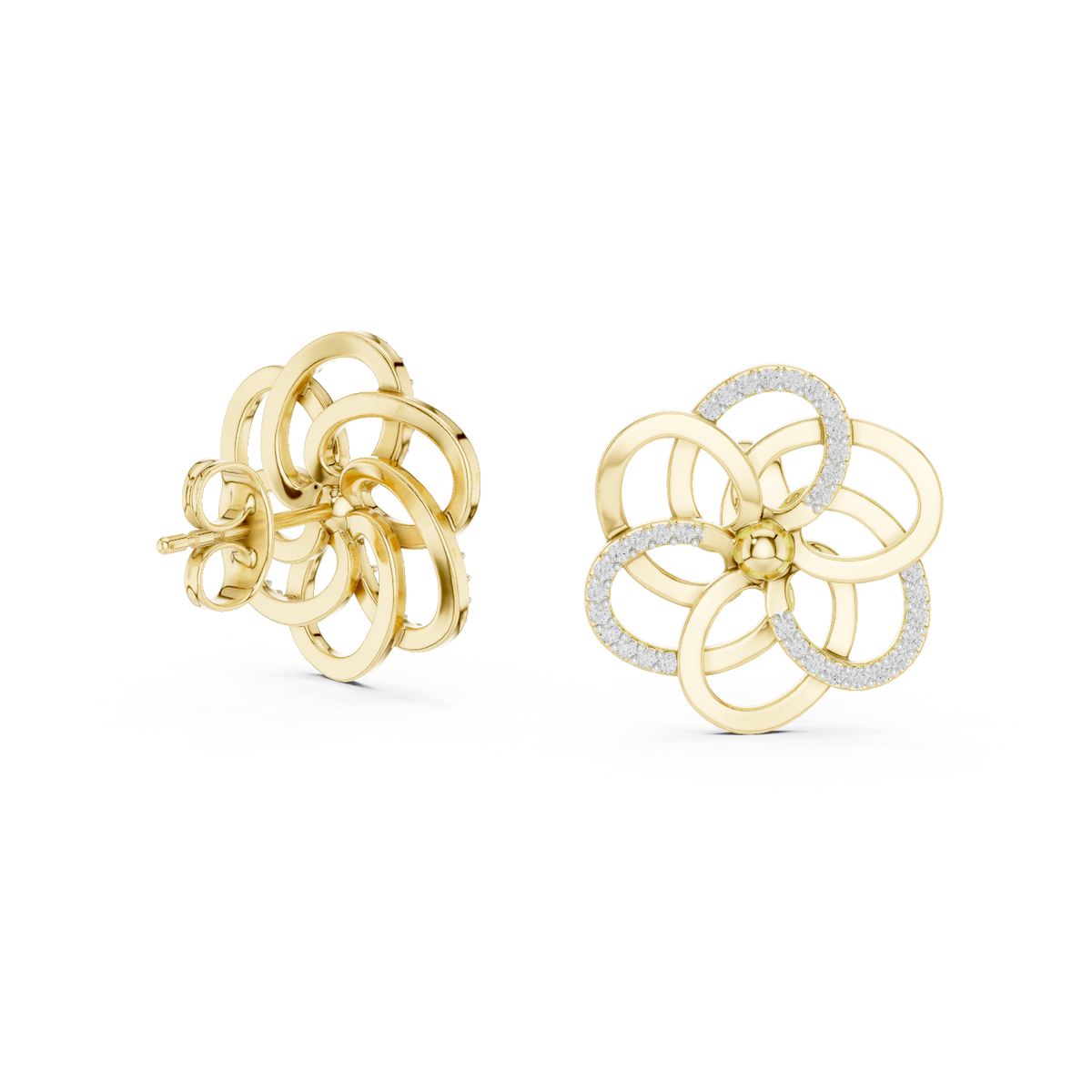 Round Pave Floral Loop Lab Grown Diamond Earring