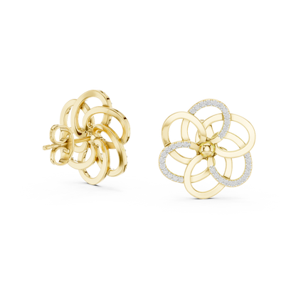 Round Pave Floral Loop Lab Grown Diamond Earring