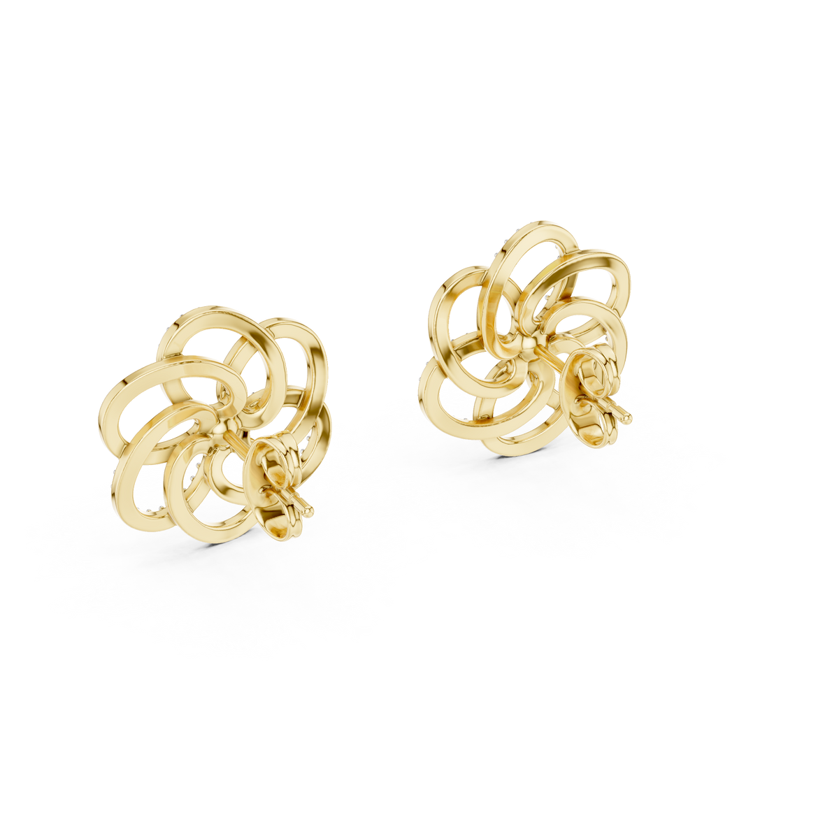 Round Pave Floral Loop Lab Grown Diamond Earring