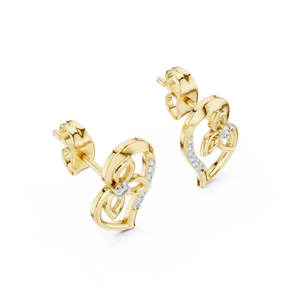 Round Pave Heart Floral Motif Lab Grown Diamond Earring