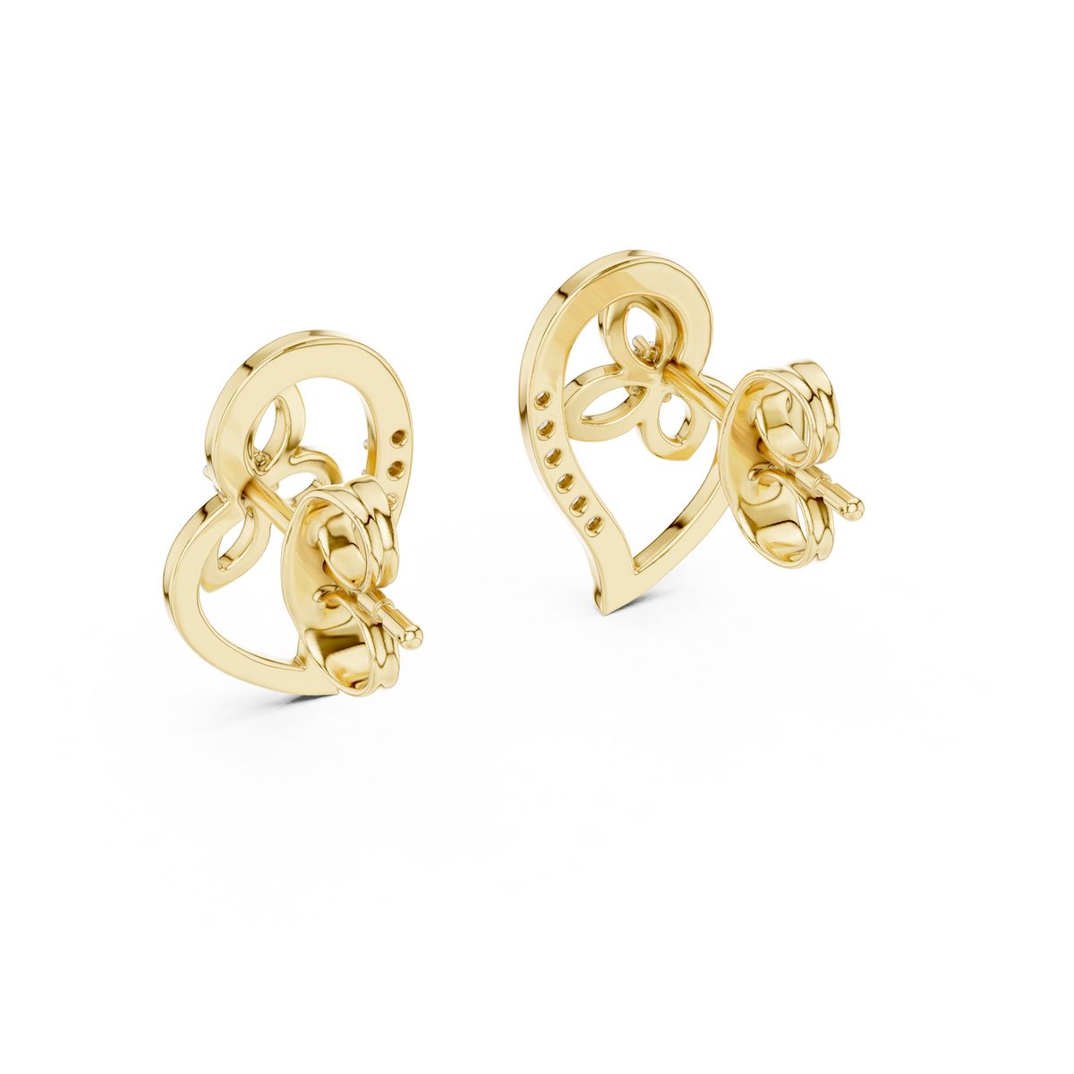 Round Pave Heart Floral Motif Lab Grown Diamond Earring
