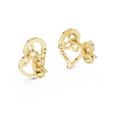 Round Pave Heart Floral Motif Lab Grown Diamond Earring